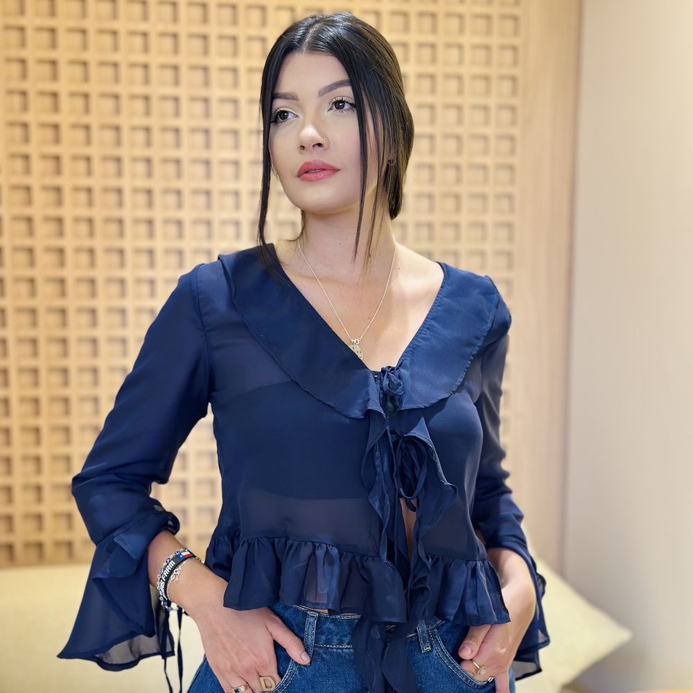 Blusa Lívia Azul - Loja Gabriela Ribeiro