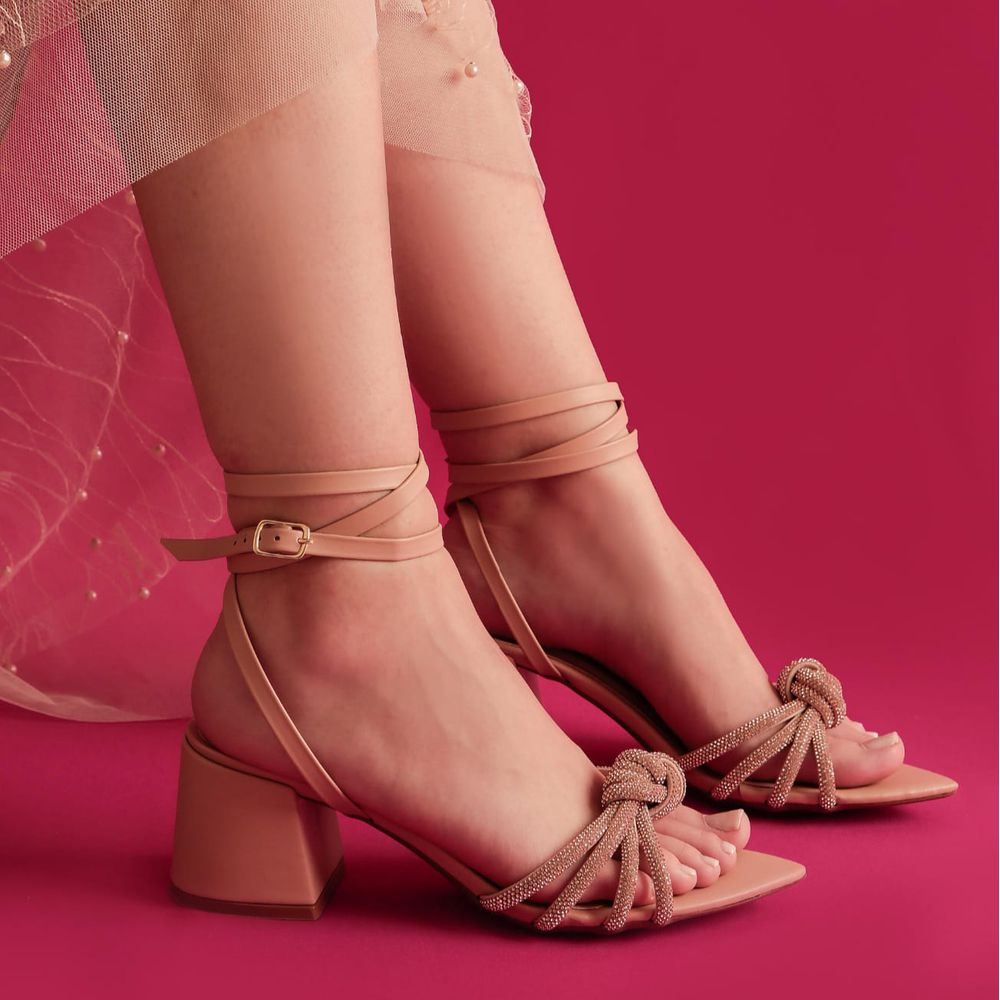 Sandalia nude com brilho cheap