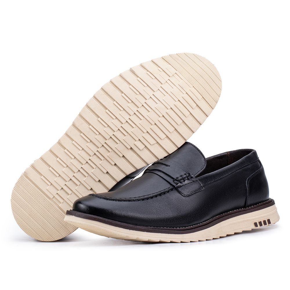 Mocassim Bergamo Classic de Couro Preto Kéffor - 1... - KÉFFOR Calçados