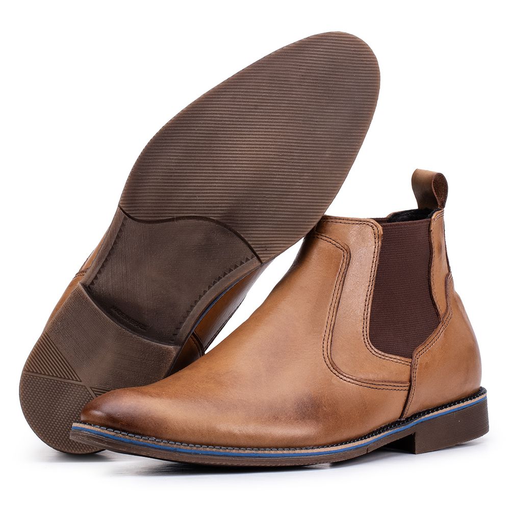 Bota social Paris em Couro Bege Kéffor - 16940-14... - KÉFFOR Calçados