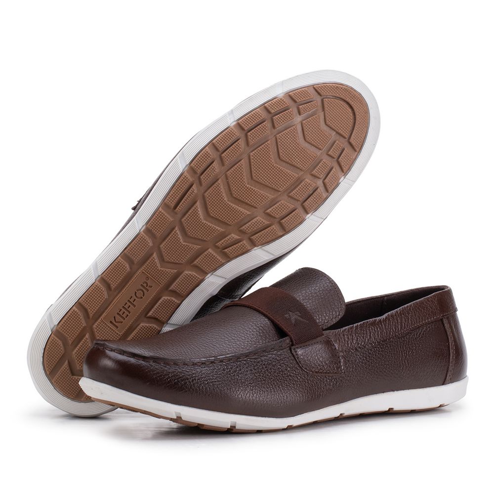 Mocassim Masculino De Couro Café Caribe - 13323-79... - KÉFFOR Calçados