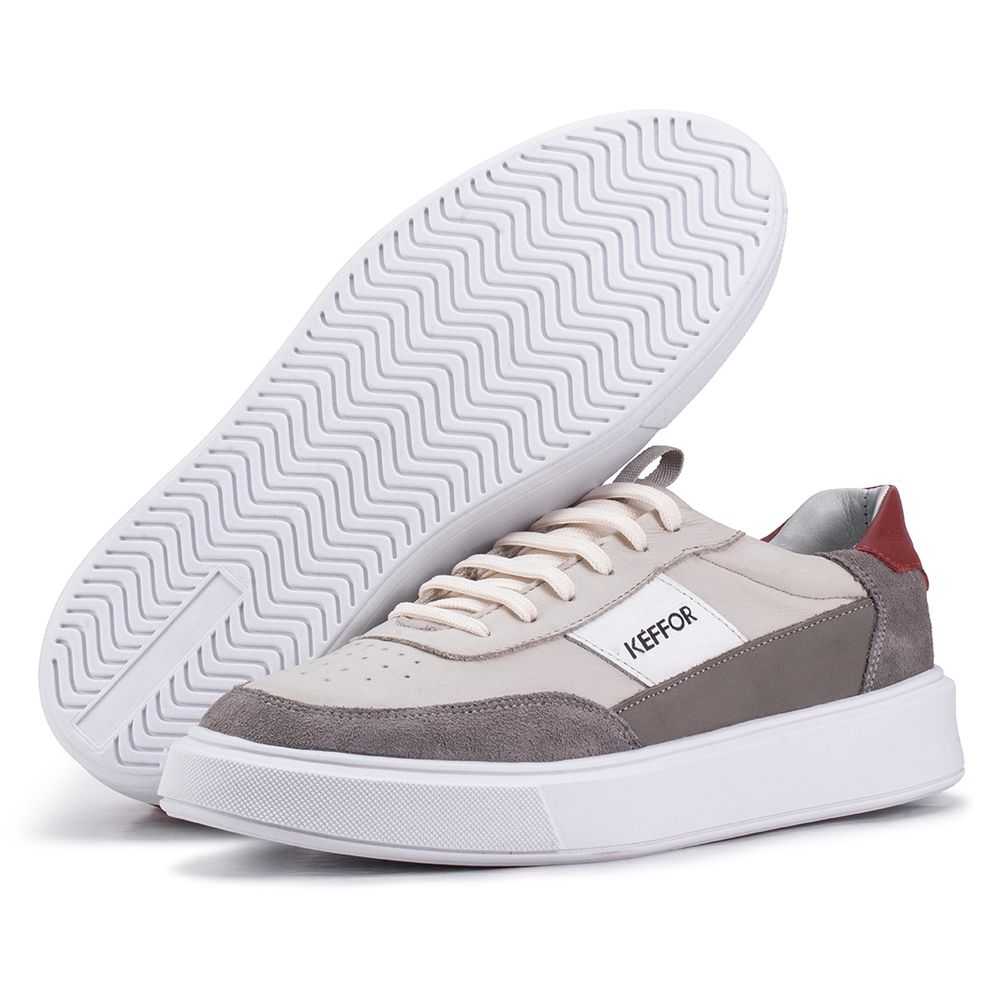 Tênis Casual Compass 315 De Couro Cinza Kéffor - ... - KÉFFOR Calçados