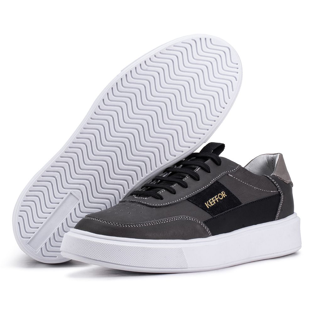 Tênis Casual Compass 315 De Couro Cinza Kéffor - ... - KÉFFOR Calçados