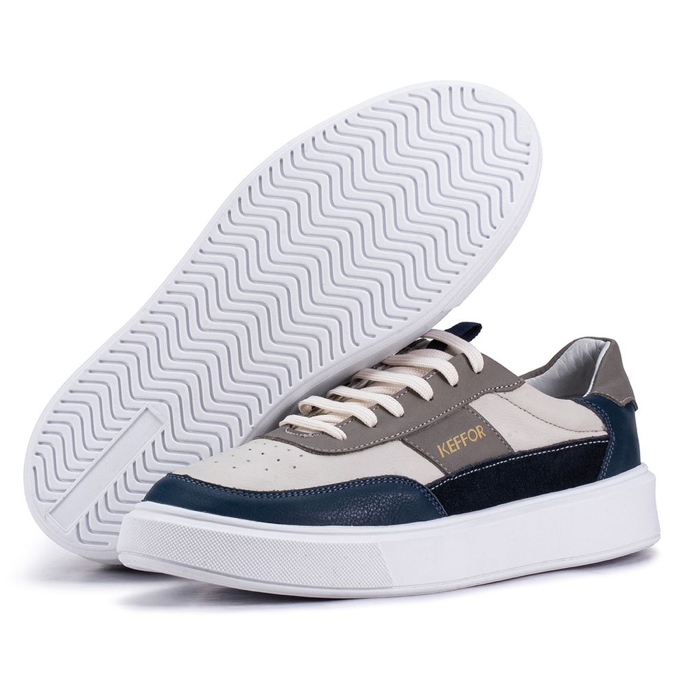 Tênis Casual Compass 315 De Couro Off White e Bege... - KÉFFOR Calçados