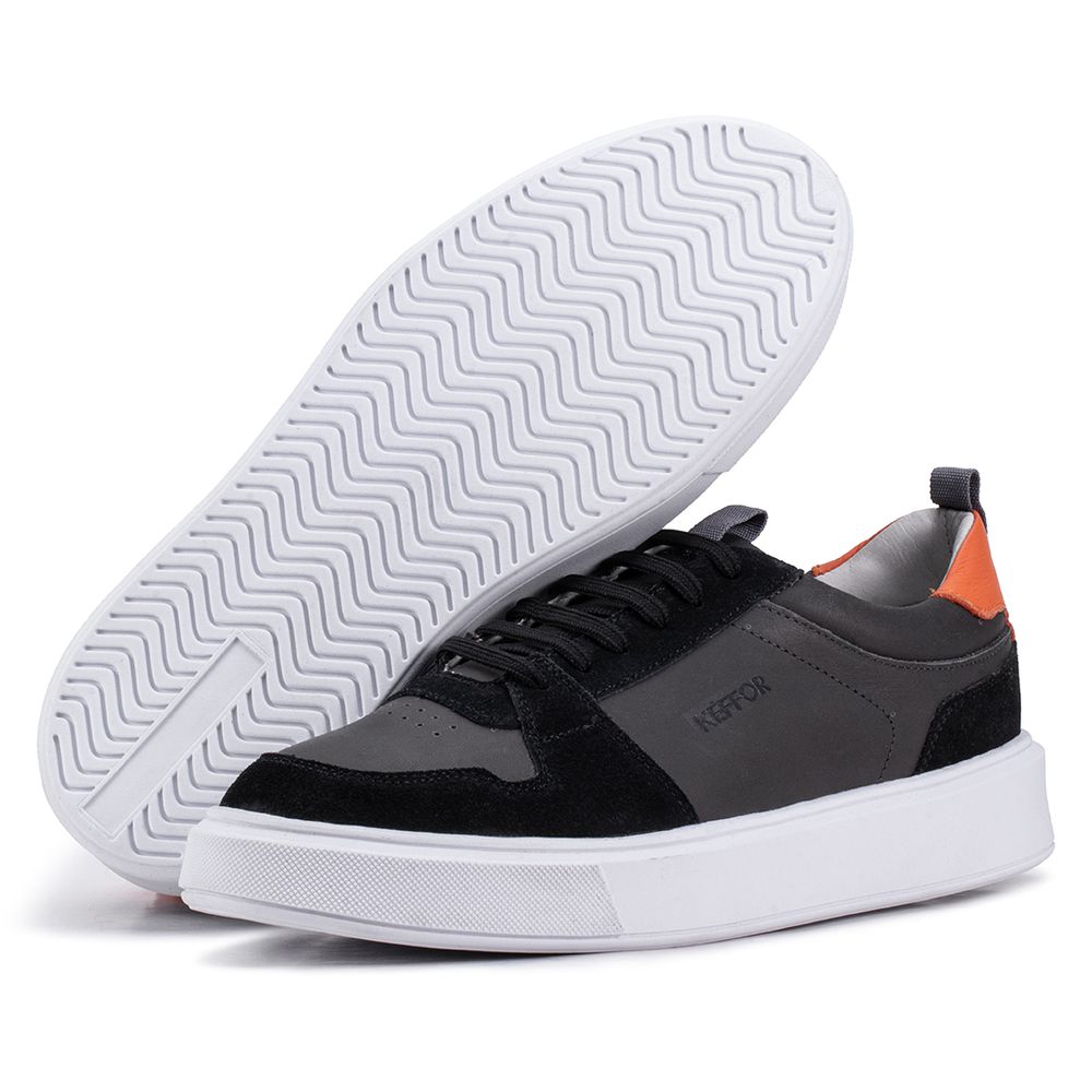 Tênis Casual Compass 320 De Couro preto com Recort... - KÉFFOR Calçados