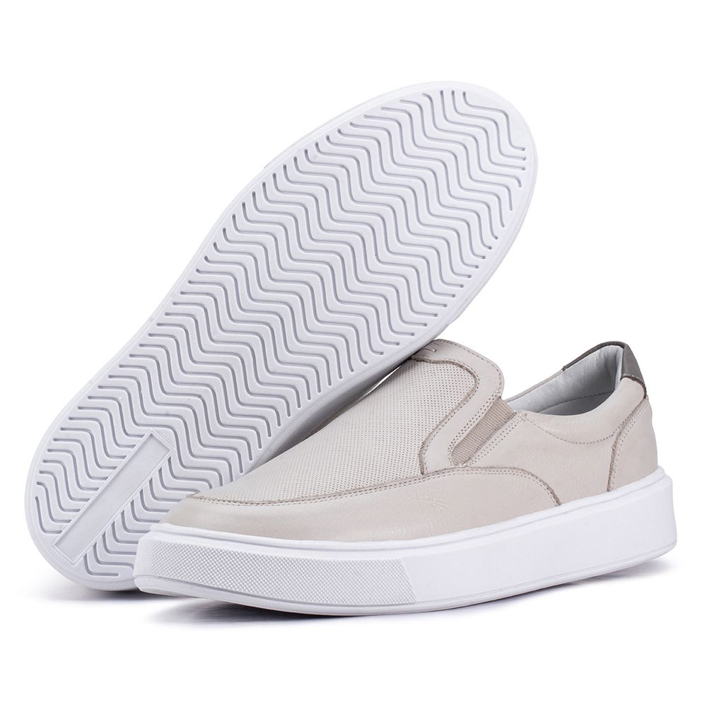 Mocassim Compass 325 De Couro OFF White Confortáve... - KÉFFOR Calçados