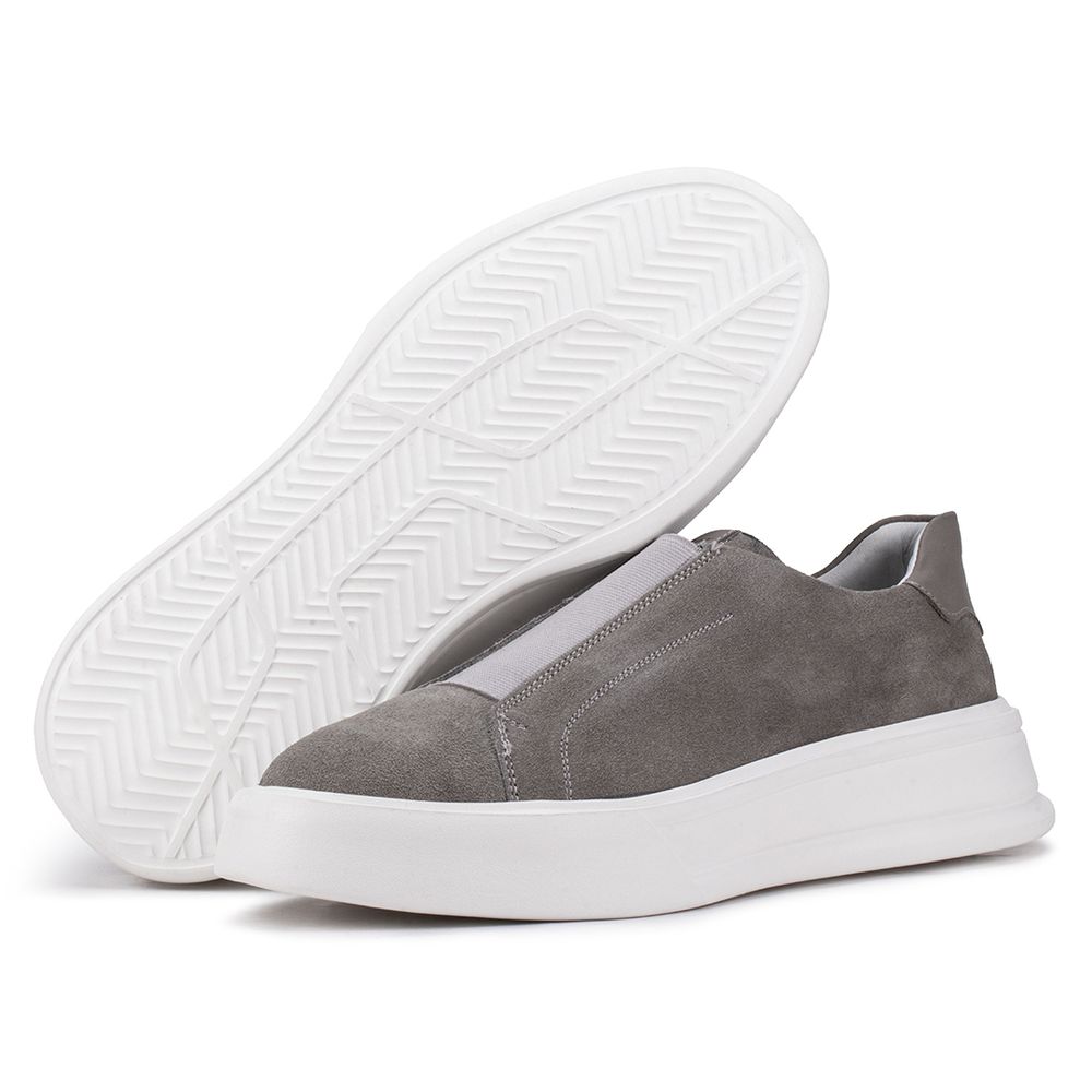 Tênis Casual Mistral 605 De Couro Cinza Slip On -... - KÉFFOR Calçados