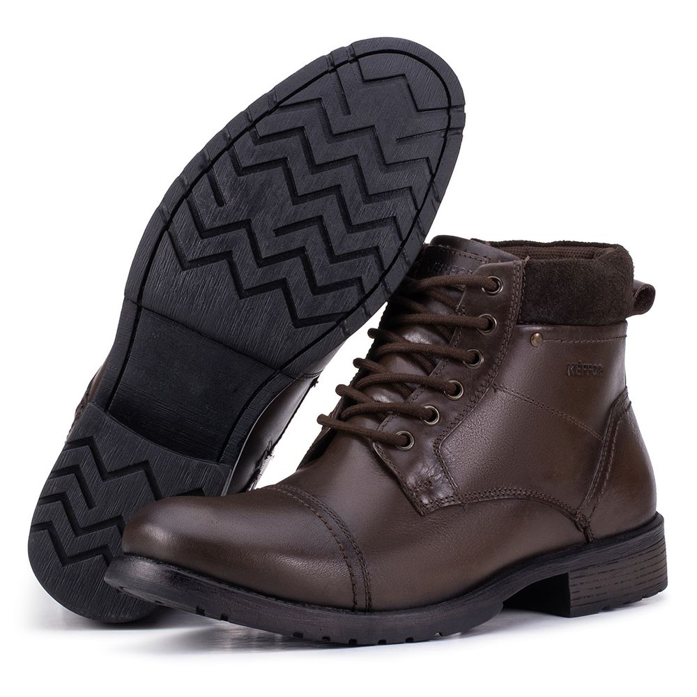 Coturno em Couro Cor Café Kéffor Masculino Linha R... - KÉFFOR Calçados