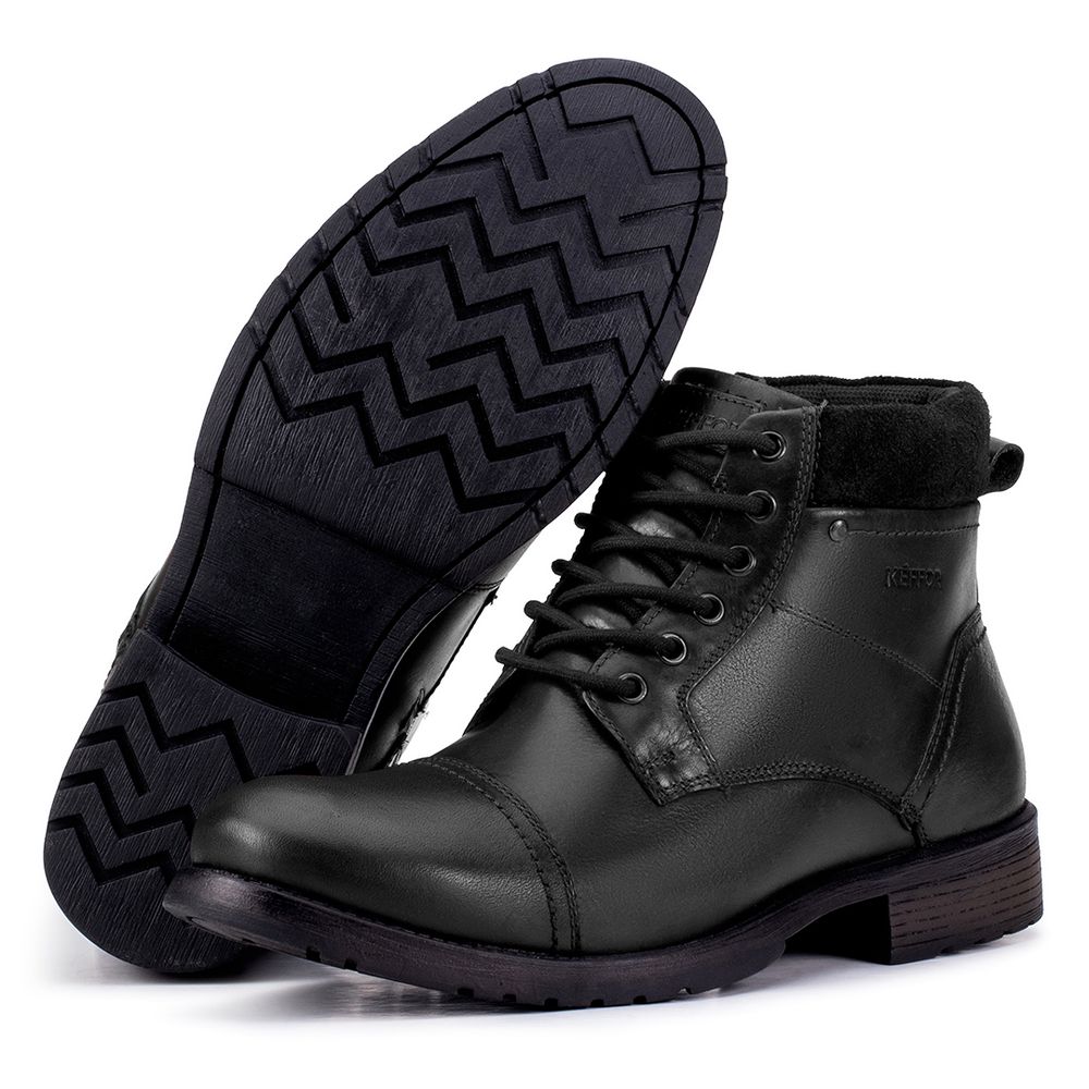 Coturno em Couro Cor Preto Kéffor Masculino Linha ... - KÉFFOR Calçados