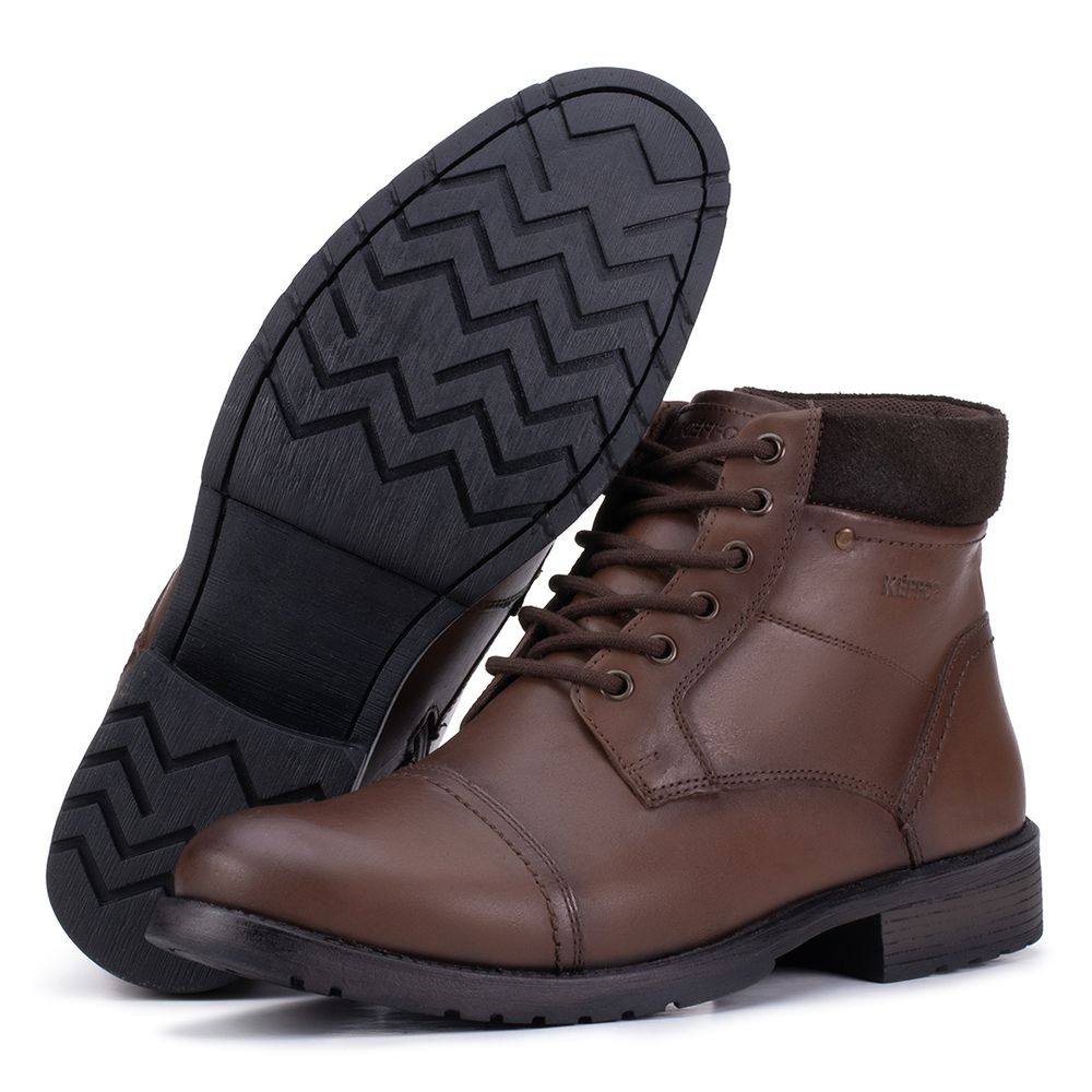 Coturno em Couro Cor Marrom Kéffor Masculino Linha... - KÉFFOR Calçados