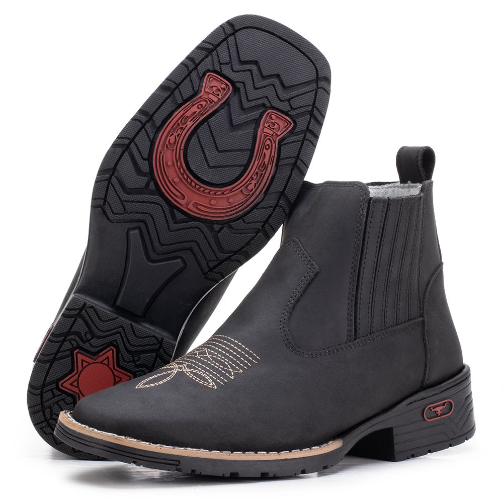 Bota sertaneja Couro Preto Kéffor - 20010-7968M - KÉFFOR Calçados