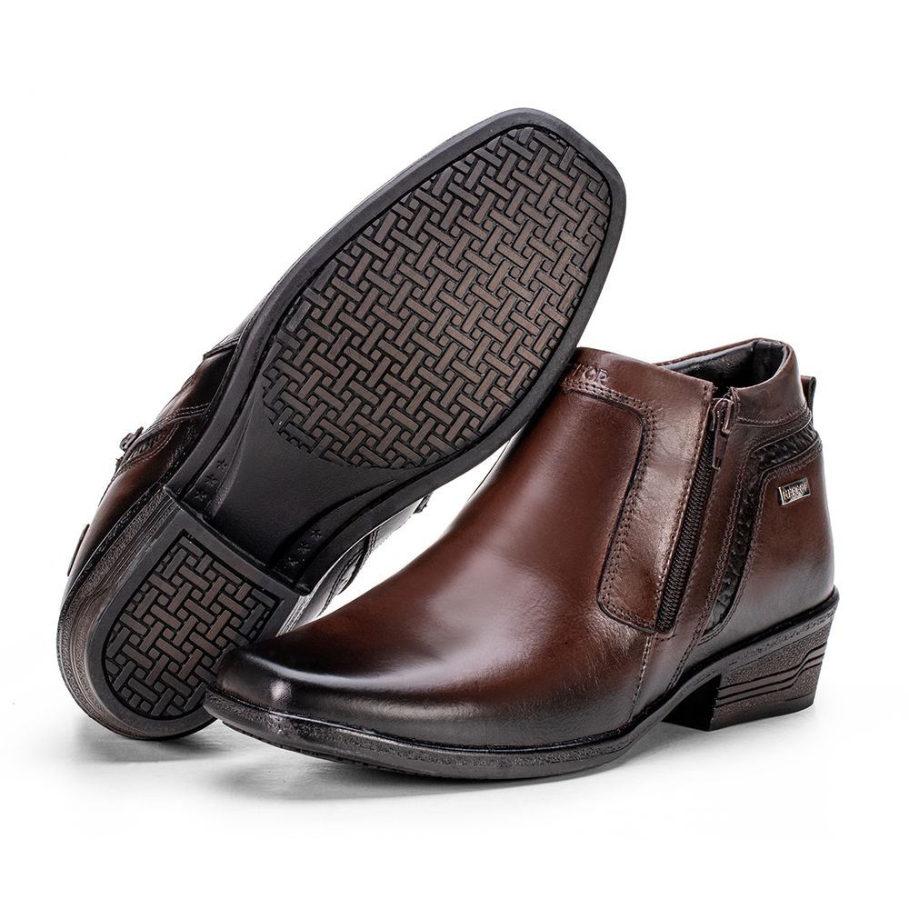 Bota Social Masculina Couro Legítimo Café Arizona ... - KÉFFOR Calçados