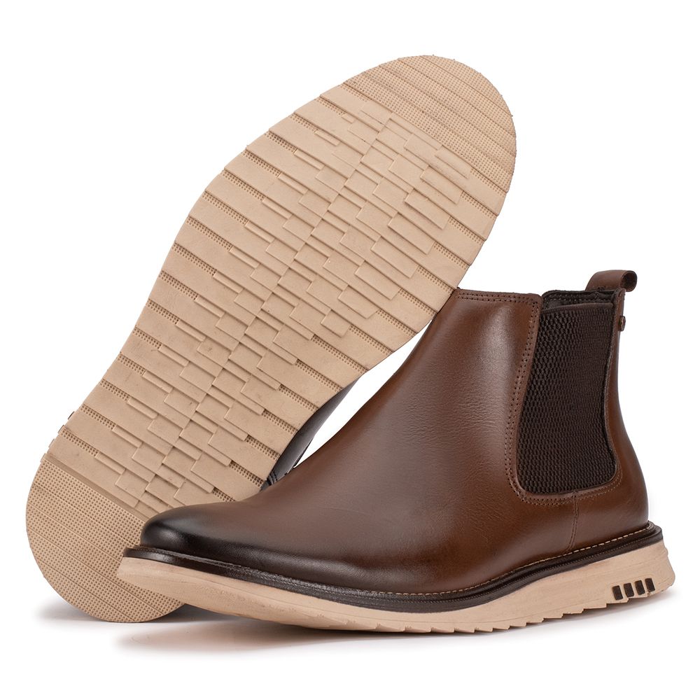 Sapato Casual Masculino Couro Legítimo Marrom Cano... - KÉFFOR Calçados