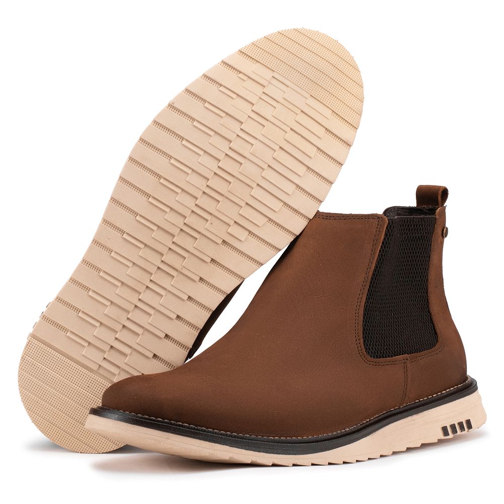 Sapato Casual Masculino Couro Legítimo Castanho Ca... - KÉFFOR Calçados