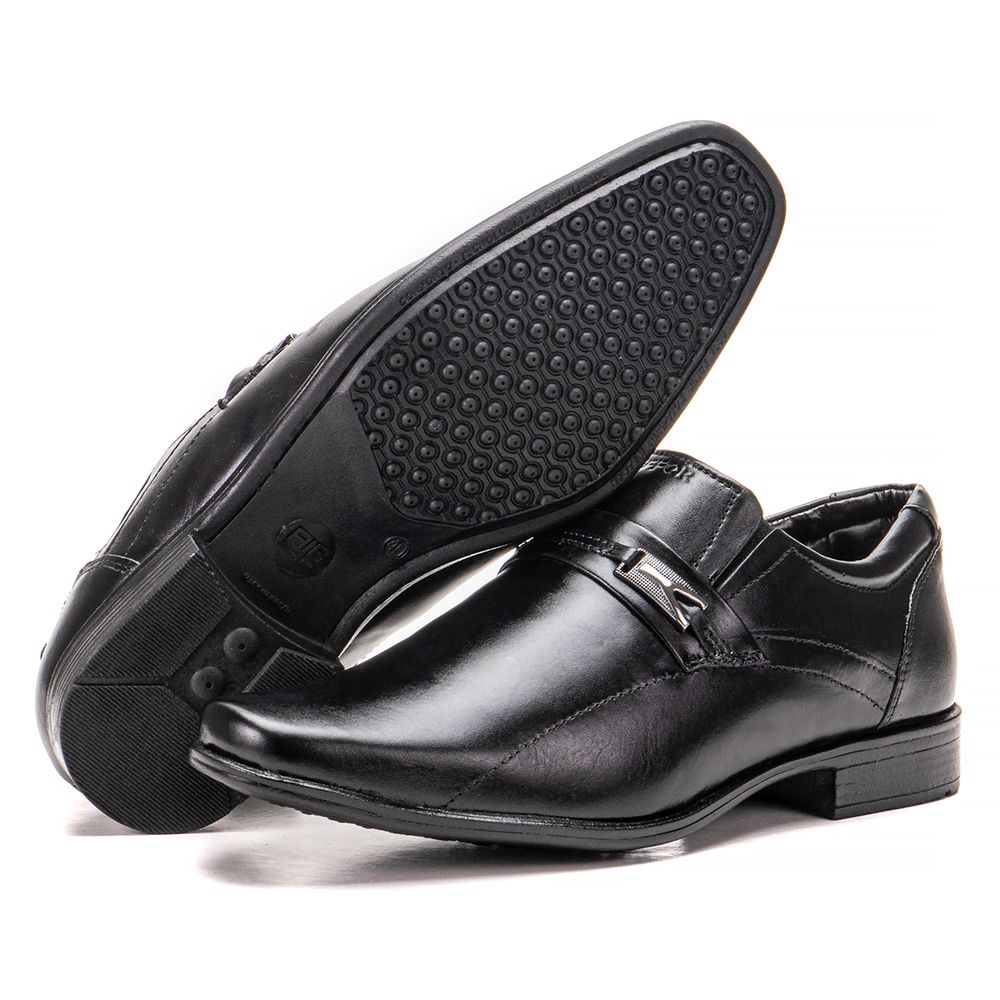 Sapato De Couro Masculino Preto Confortável Espuma... - KÉFFOR Calçados