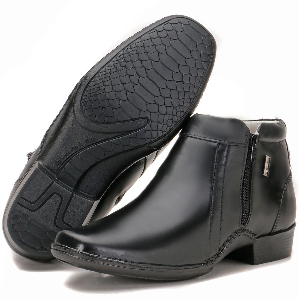 Bota Botina Masculina Em Couro Preto Zíper Macio N... - KÉFFOR Calçados