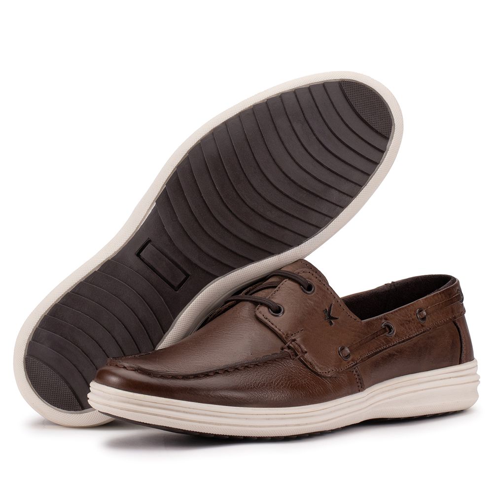 Mocassim Casual Slip On Couro Marrom Cancun - 1590... - KÉFFOR Calçados
