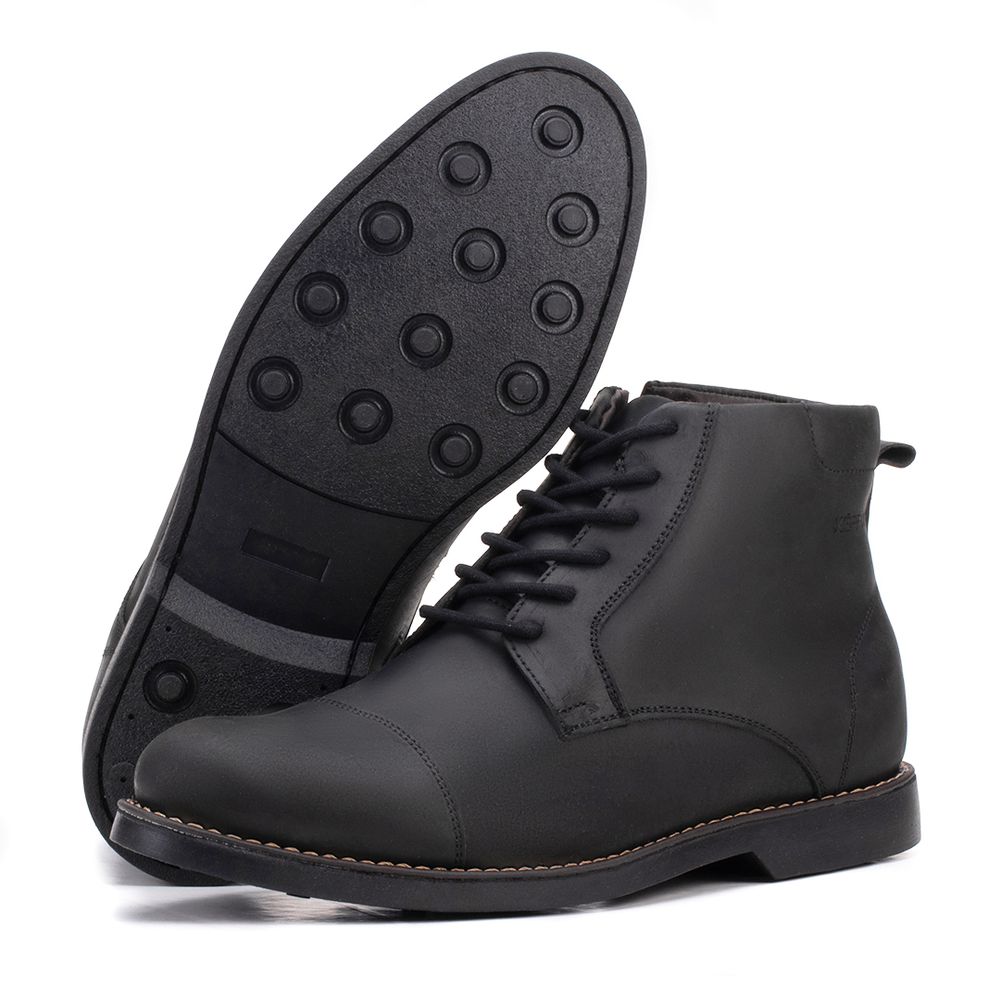 Bota Masculina Couro Preto Confortável Chelsea - ... - KÉFFOR Calçados