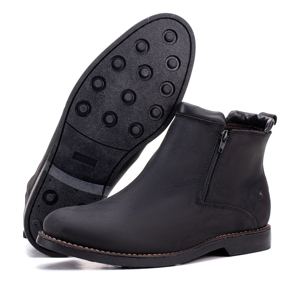 Bota Chelsea Masculina Bico Redondo Preto Confortá... - KÉFFOR Calçados