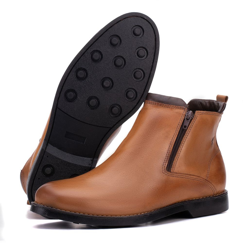 Bota Chelsea Masculina Bico Redondo Caramelo Confo... - KÉFFOR Calçados