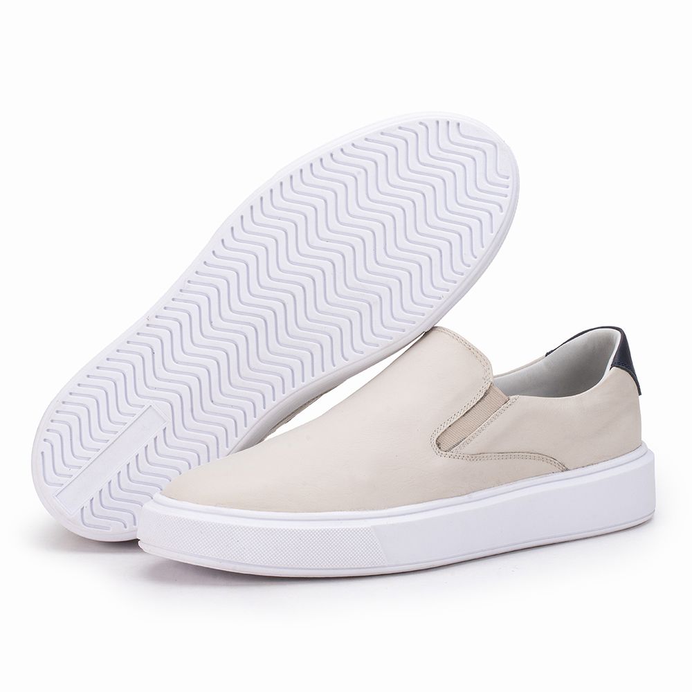 Mocassim Compass 305 De Couro Off White Confortáve... - KÉFFOR Calçados