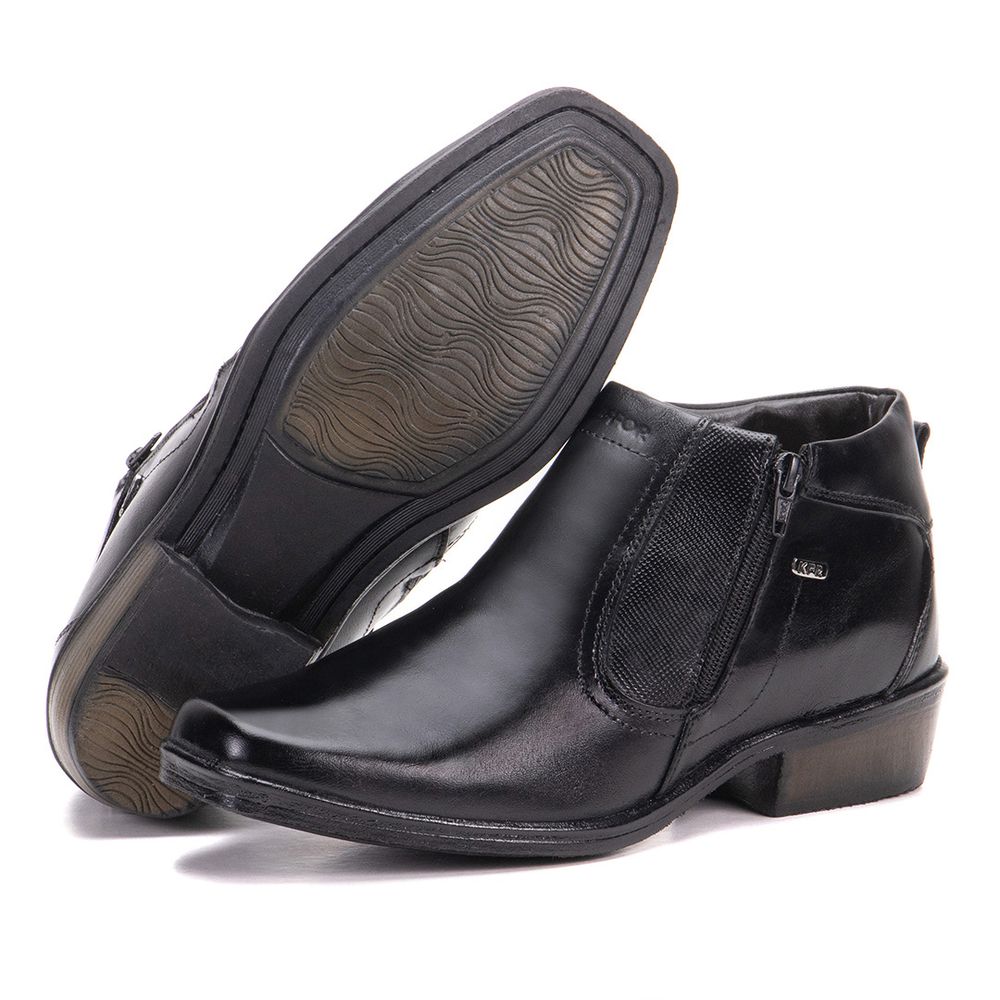 Botinha Social Masculina Couro Legítimo Preto Ariz... - KÉFFOR Calçados