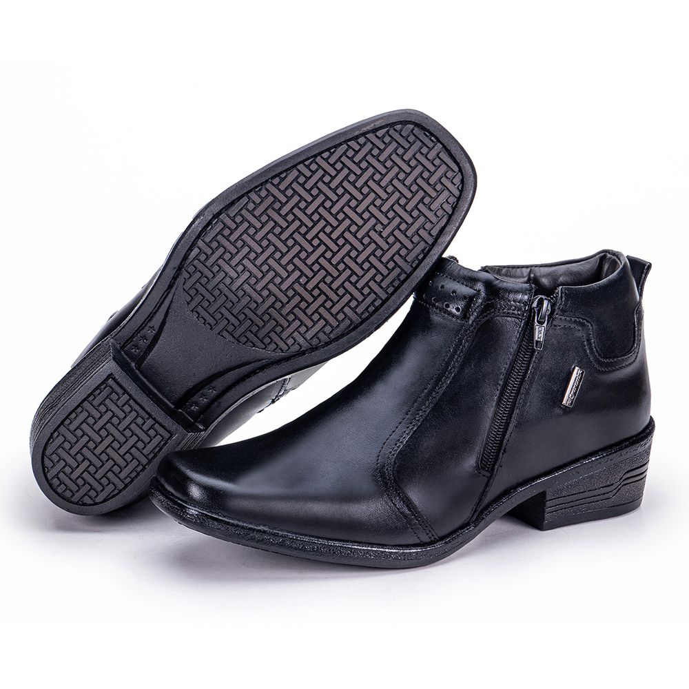 Bota Social Country De Couro Espumada Preto Arizon... - KÉFFOR Calçados