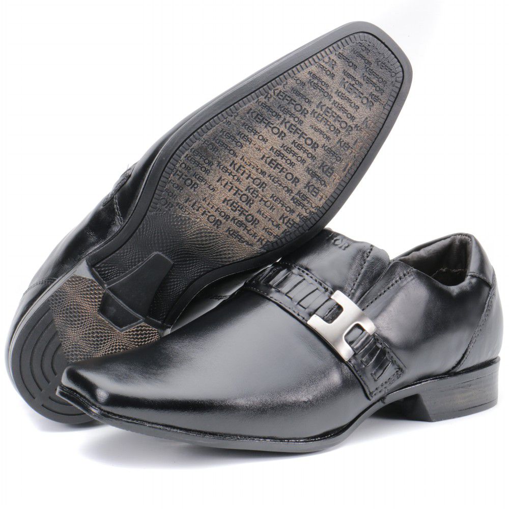 Sapato Social Masculino Em Couro Preto Kéffor Linh... - KÉFFOR Calçados