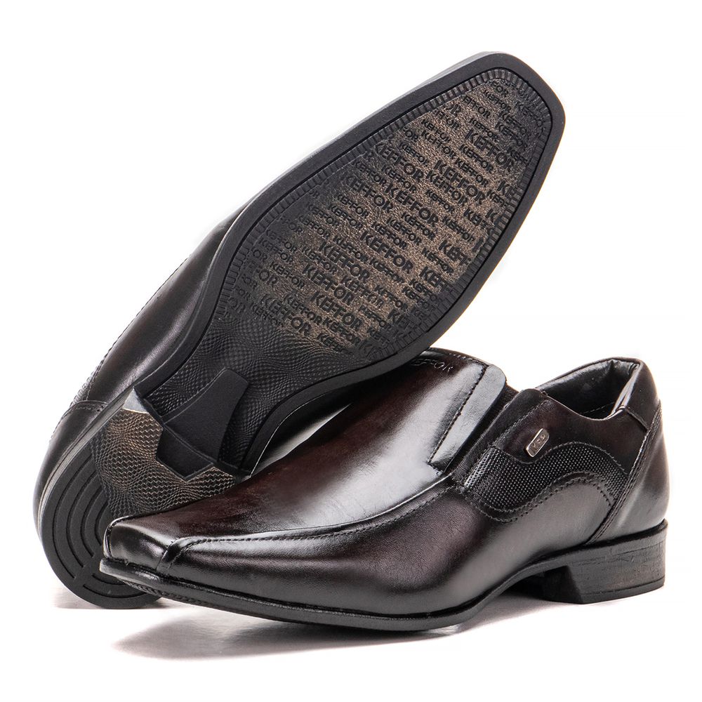 Sapato Social Masculino De Couro Café Confort Ista... - KÉFFOR Calçados