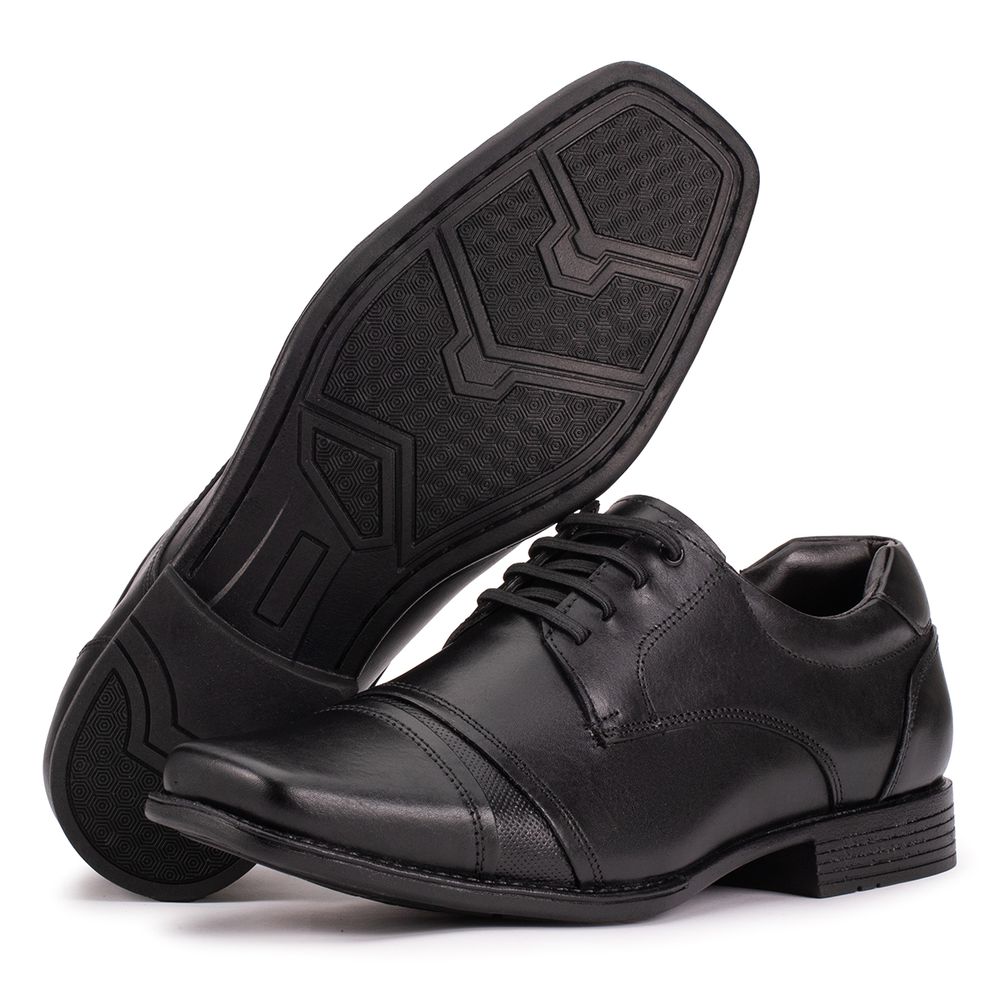 Sapato Social Couro Bico Largo Preto Metrópole New... - KÉFFOR Calçados