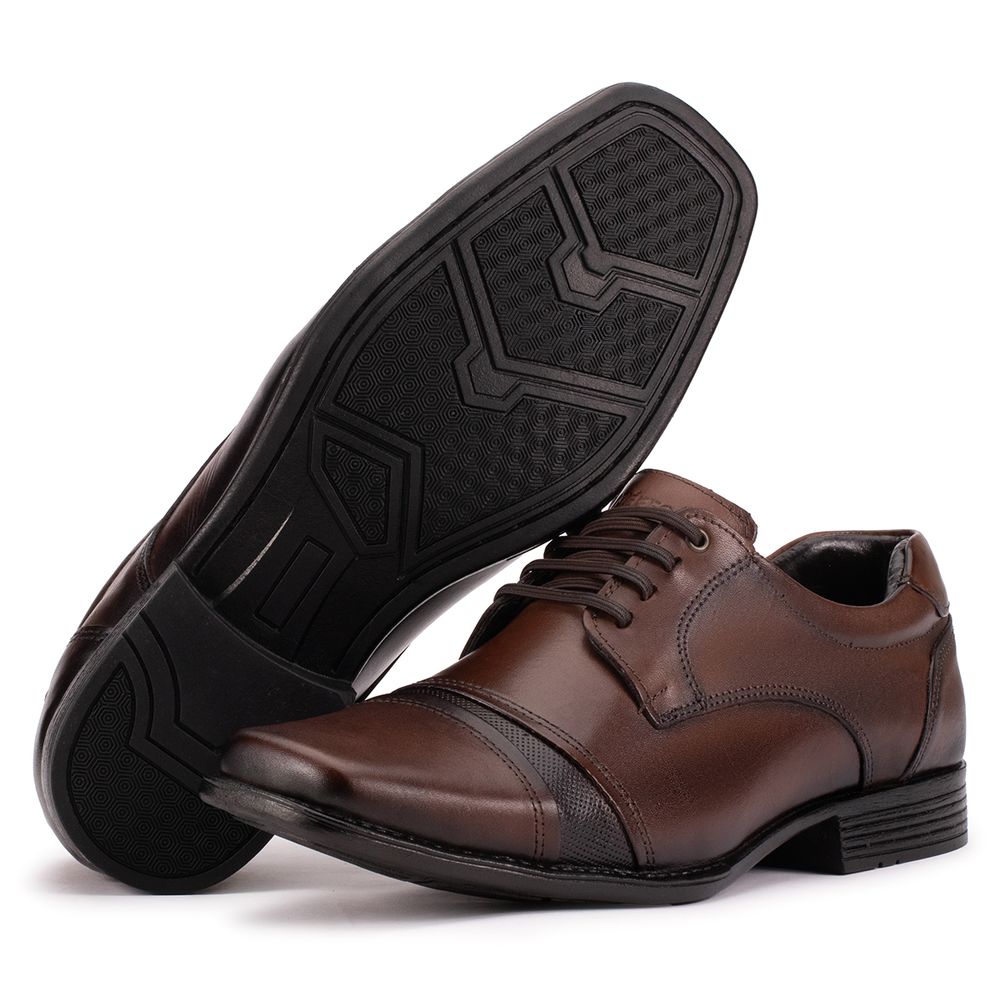 Sapato Social Couro Bico Largo Marrom Metrópole Ne... - KÉFFOR Calçados