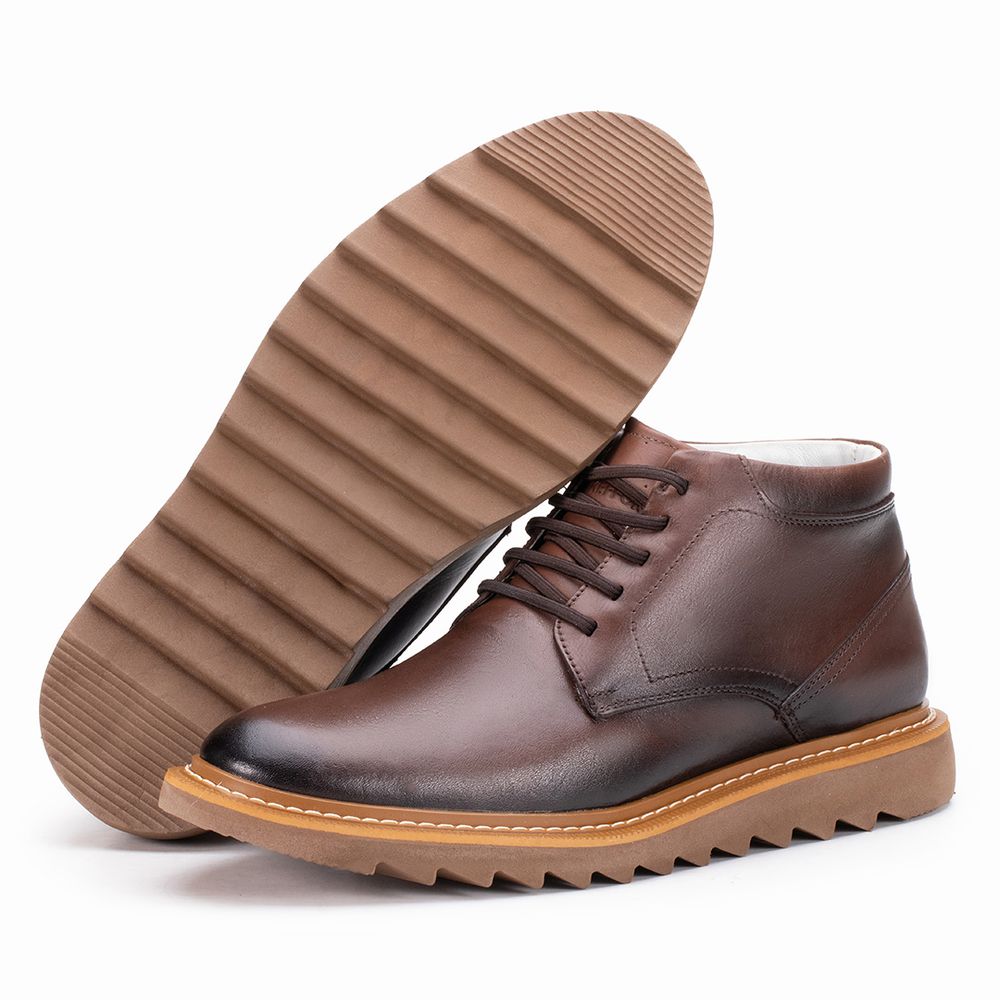 Sapato Casual Palermo de Couro Conhaque Cano Baixo... - KÉFFOR Calçados