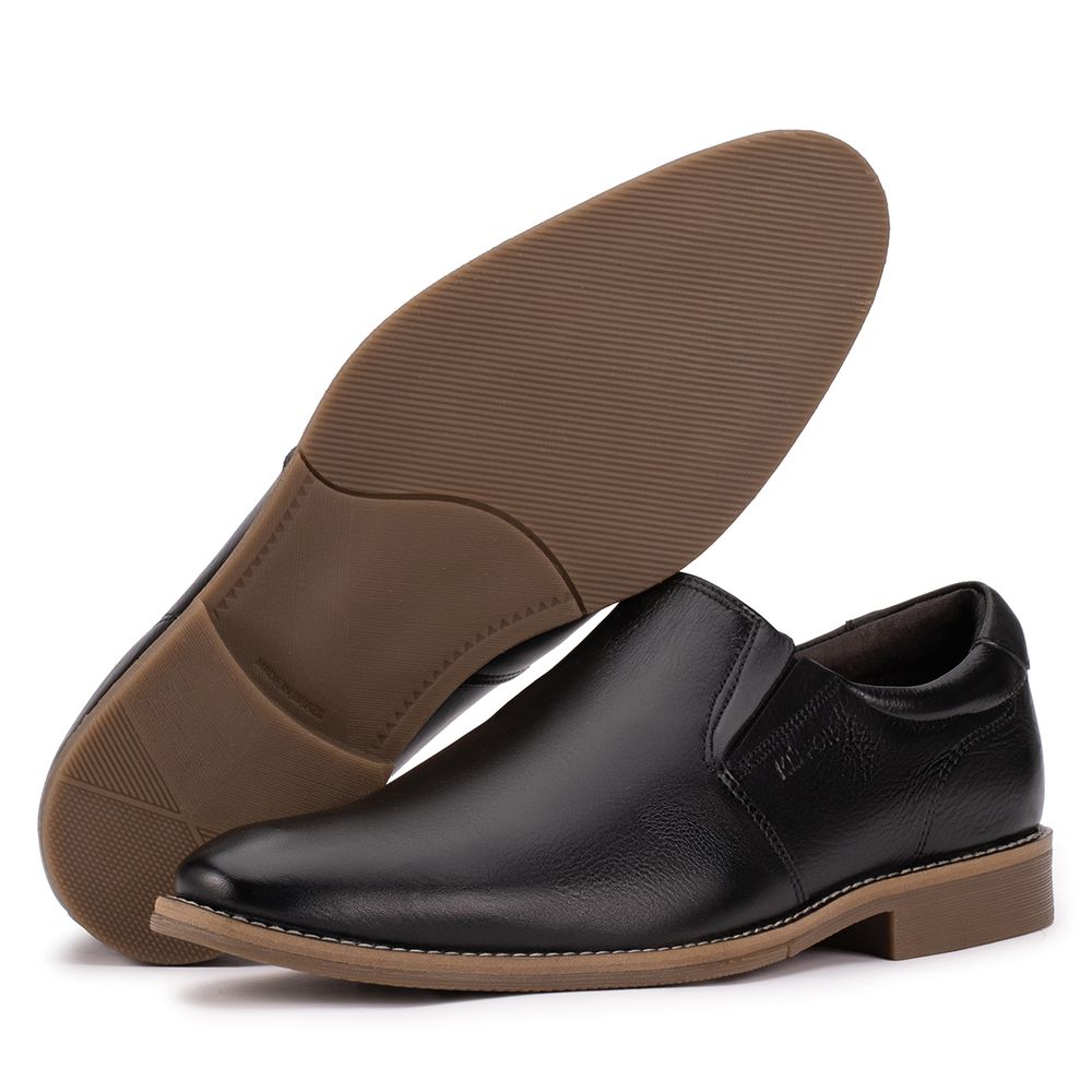 Sapato Derby Masculino Couro Preto Bico Redondo Pa... - KÉFFOR Calçados