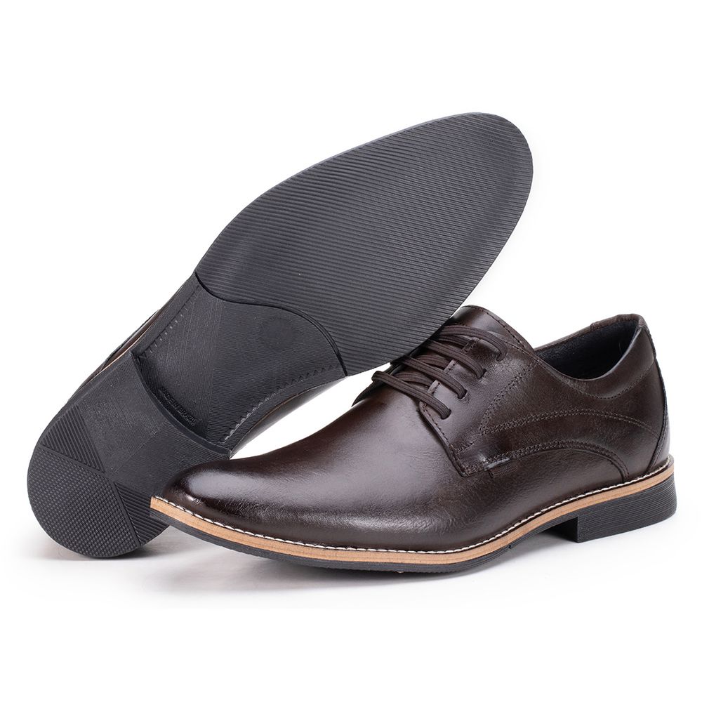 Sapato Social Café Masculino de Couro Paris Premiu... - KÉFFOR Calçados