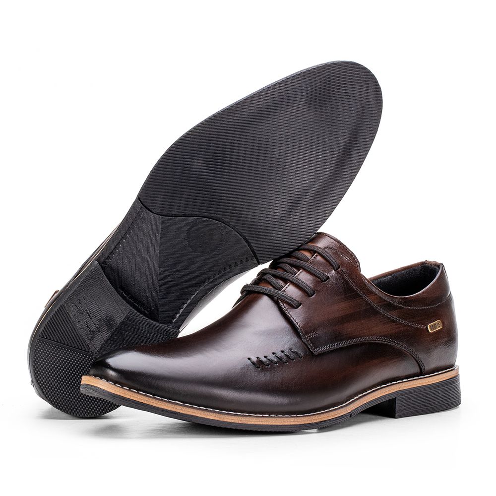 Sapato Social Amadeirado Masculino de Couro Paris ... - KÉFFOR Calçados
