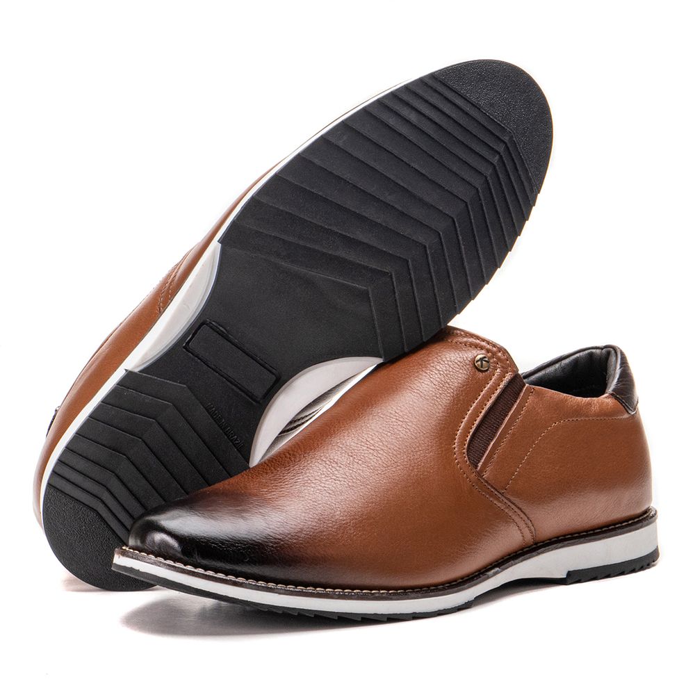 Sapato Oxford De Couro Marrom Liso Macio Bico Redo... - KÉFFOR Calçados