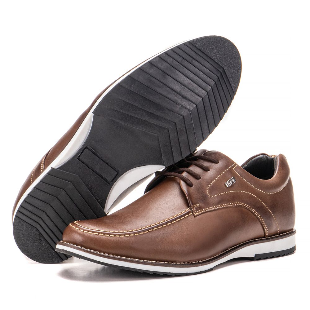 Sapato Oxford De Couro Legítimo Marrom Bico Redond... - KÉFFOR Calçados