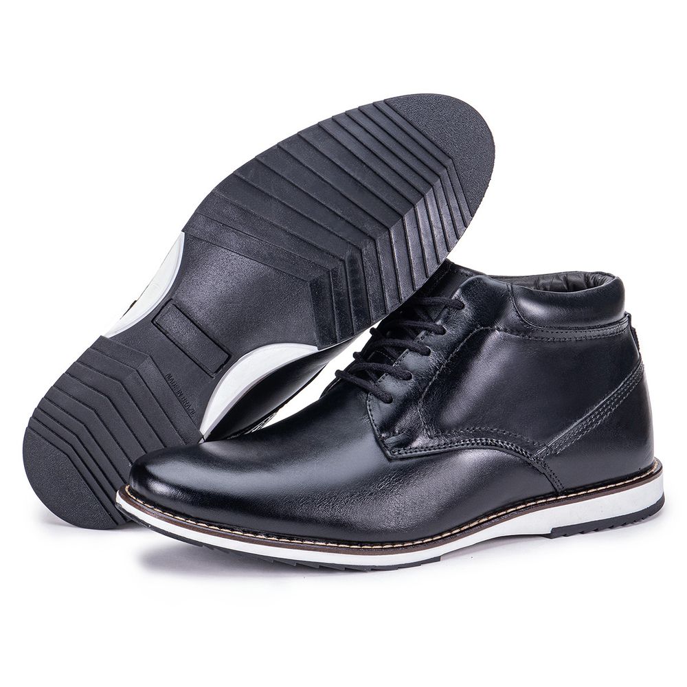 Sapato Oxford Derby De Couro Cano Curto Preto Maci... - KÉFFOR Calçados
