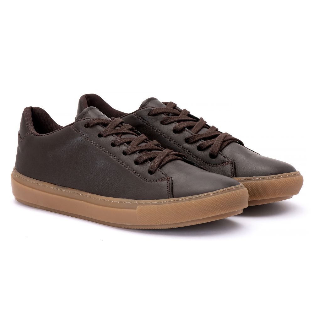 Tenis Quebec Fitch Brown em Couro 