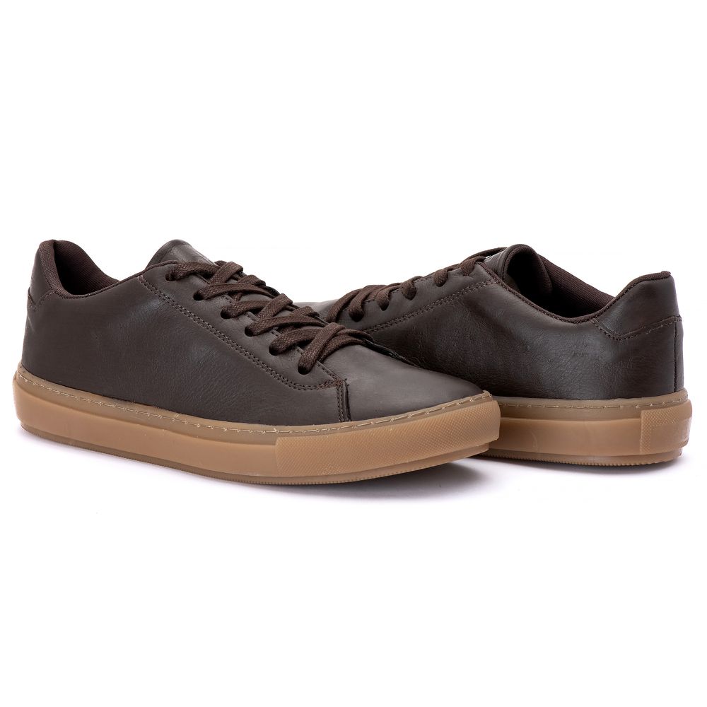 Tenis Quebec Fitch Brown em Couro 