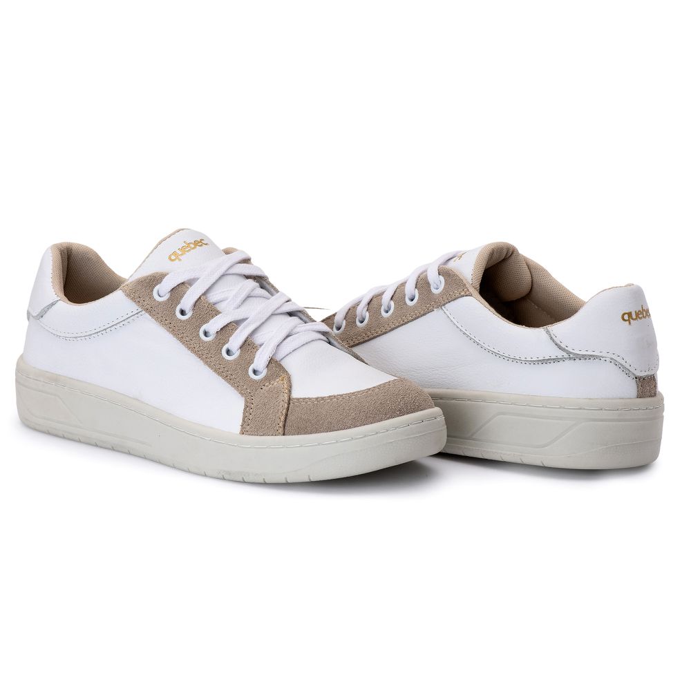Tênis Casual Feminino Astrid Areia/Branco
