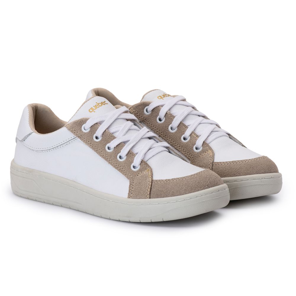 Tênis Casual Feminino Astrid Areia/Branco