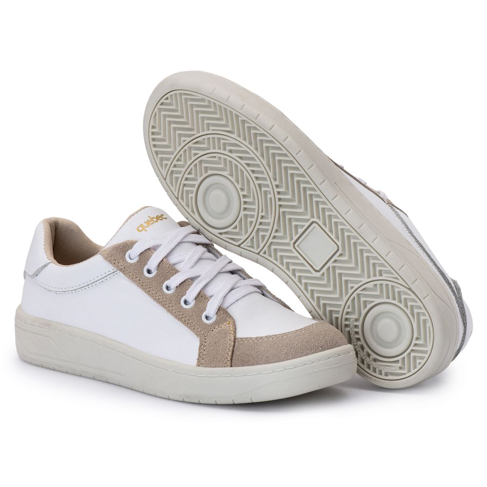 Tênis Casual Feminino Astrid Areia/Branco