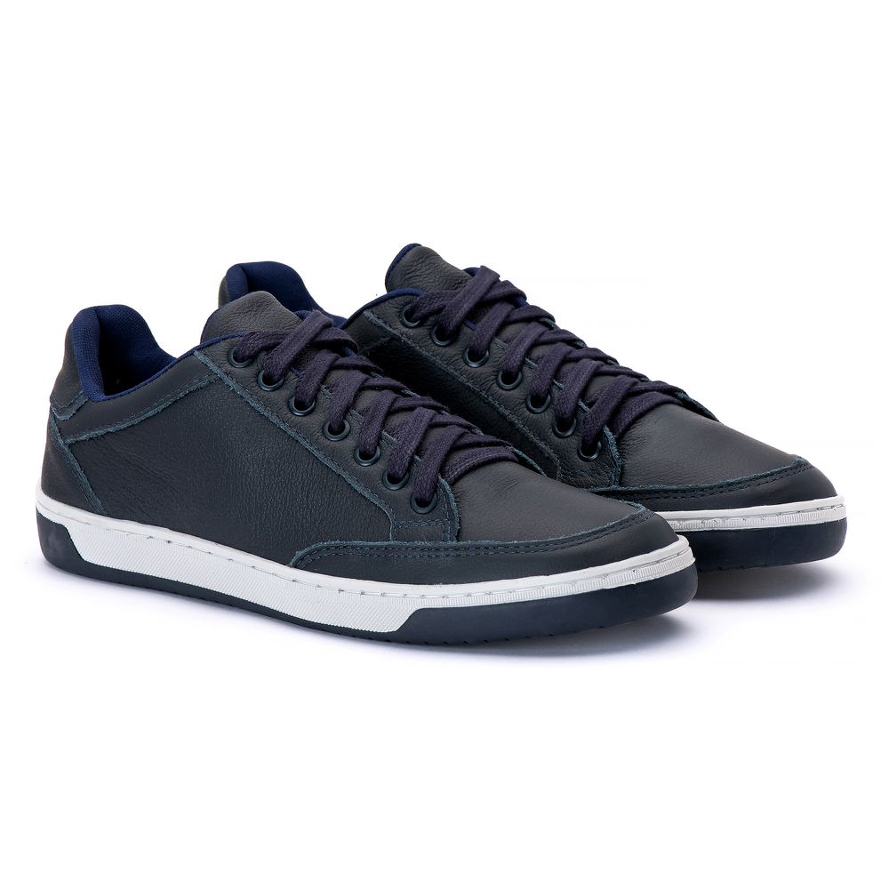 Tenis Quebec Miami Marinho em Couro