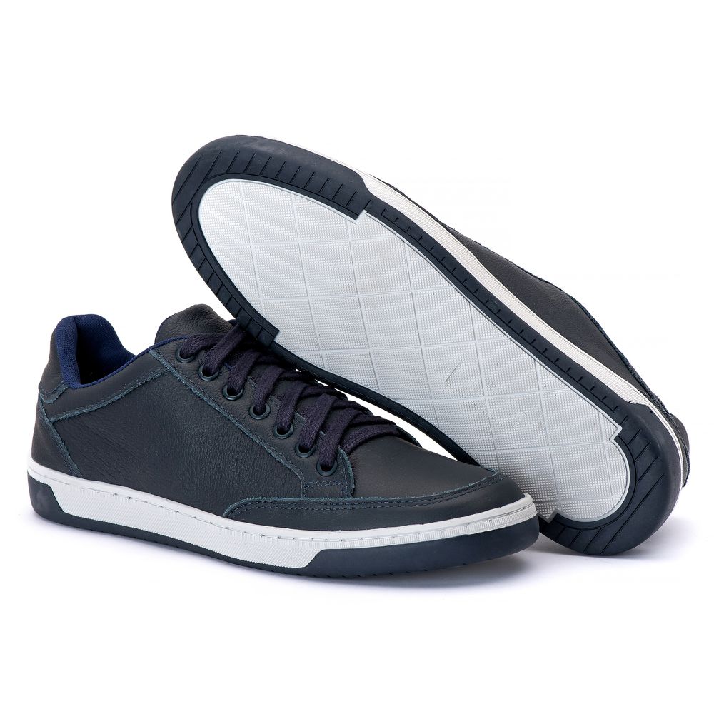 Tenis Quebec Miami Marinho em Couro