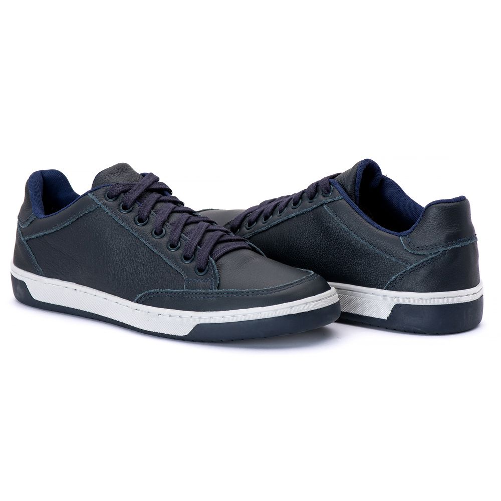 Tenis Quebec Miami Marinho em Couro
