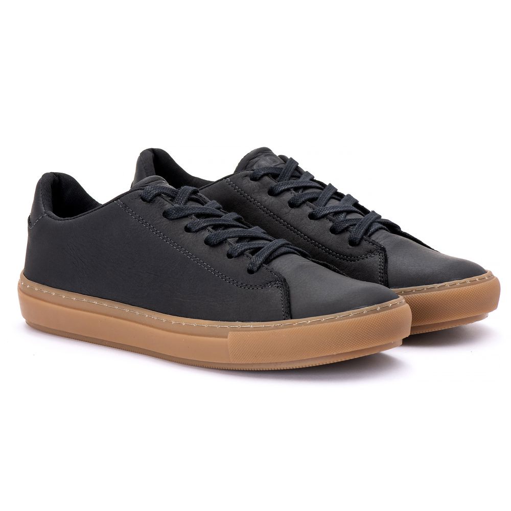 Tenis Quebec Fitch Preto em Couro