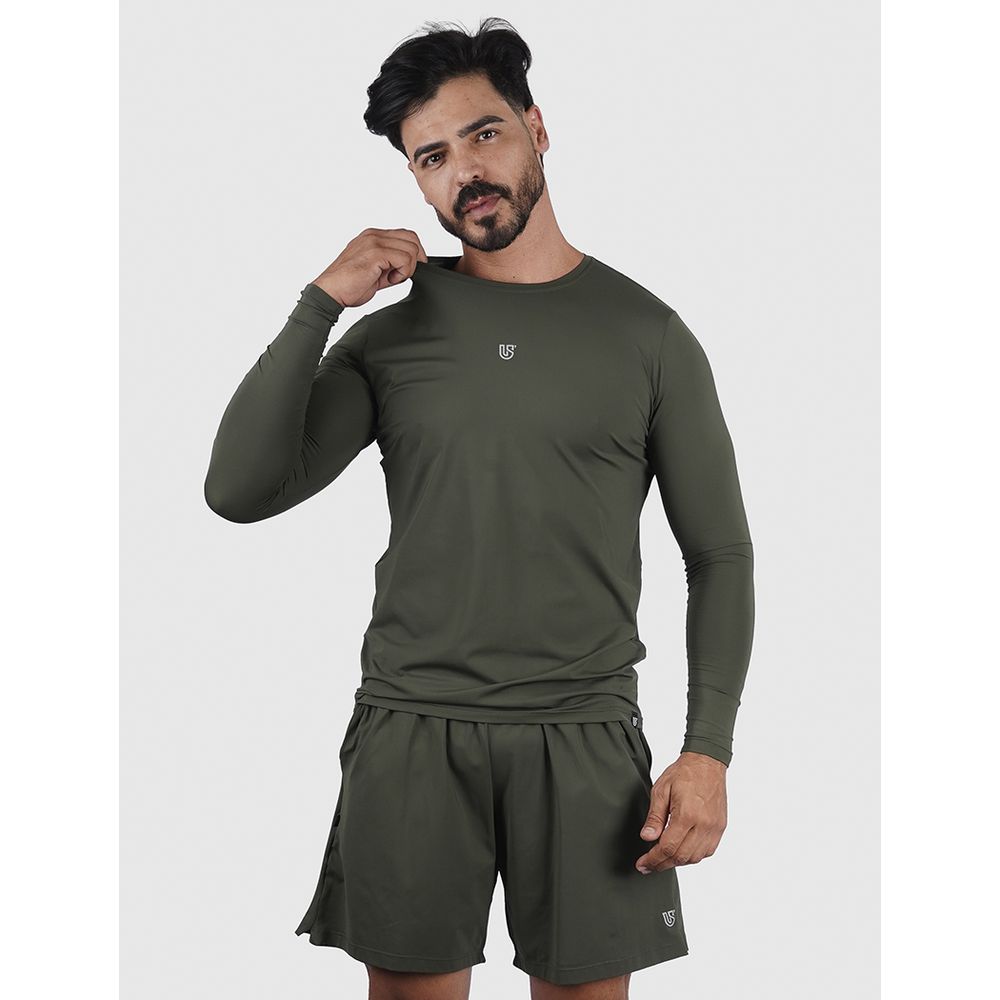 Camiseta Basic Usup Verde Militar Poliamida Uv 50+ Manga Longa