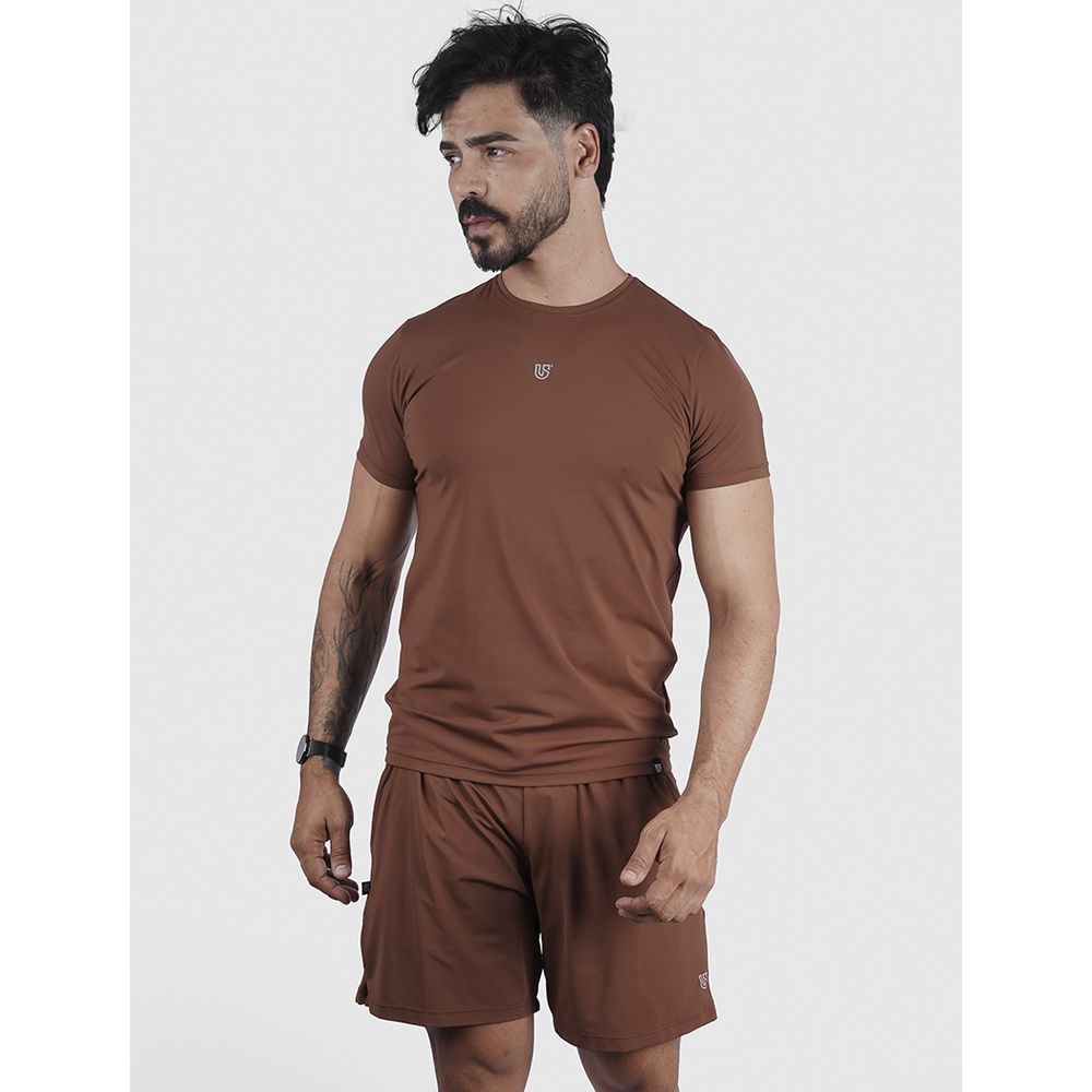 Camiseta Basic Usup Café Poliamida Uv 50+ Manga Curta 