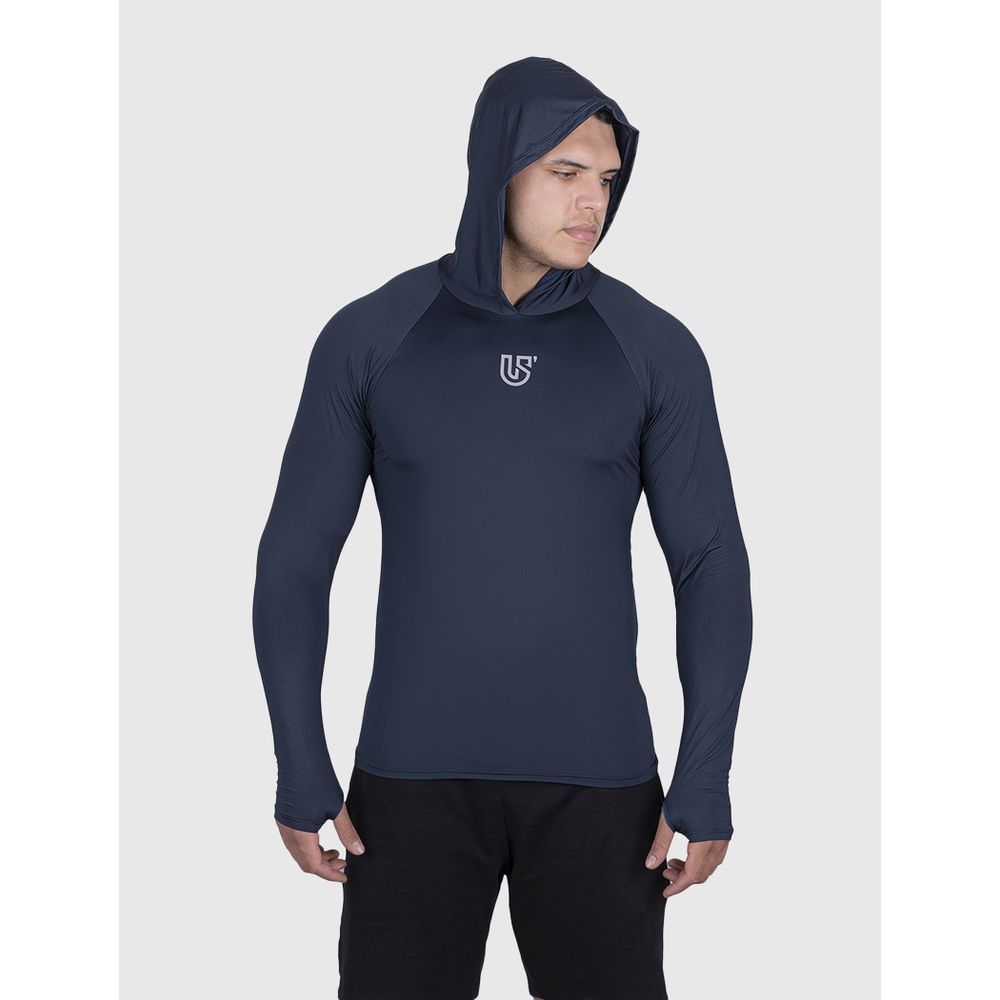 Camiseta Azul Marinho USUP Capuz Manga Longa Micro... - US'UP